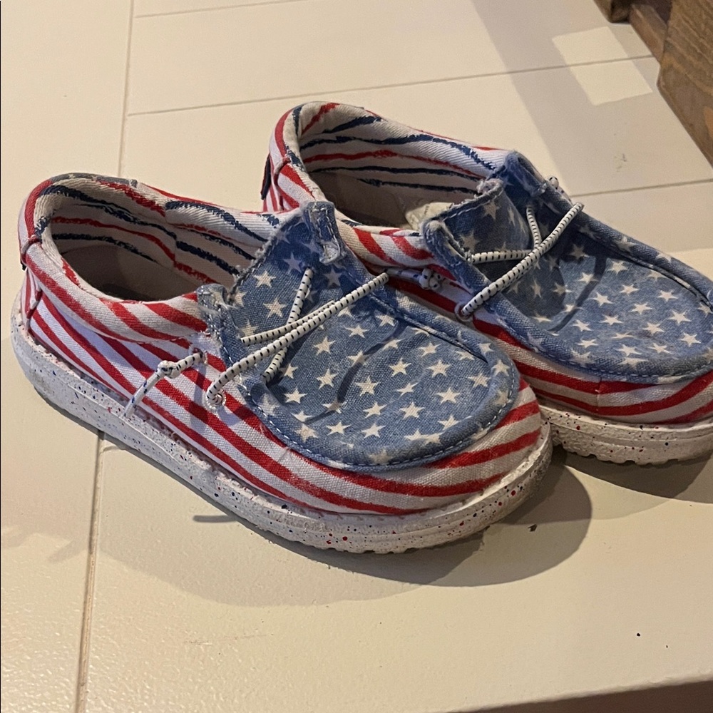 Hey Dude Kids Moccasins in Red, White, and Blue
